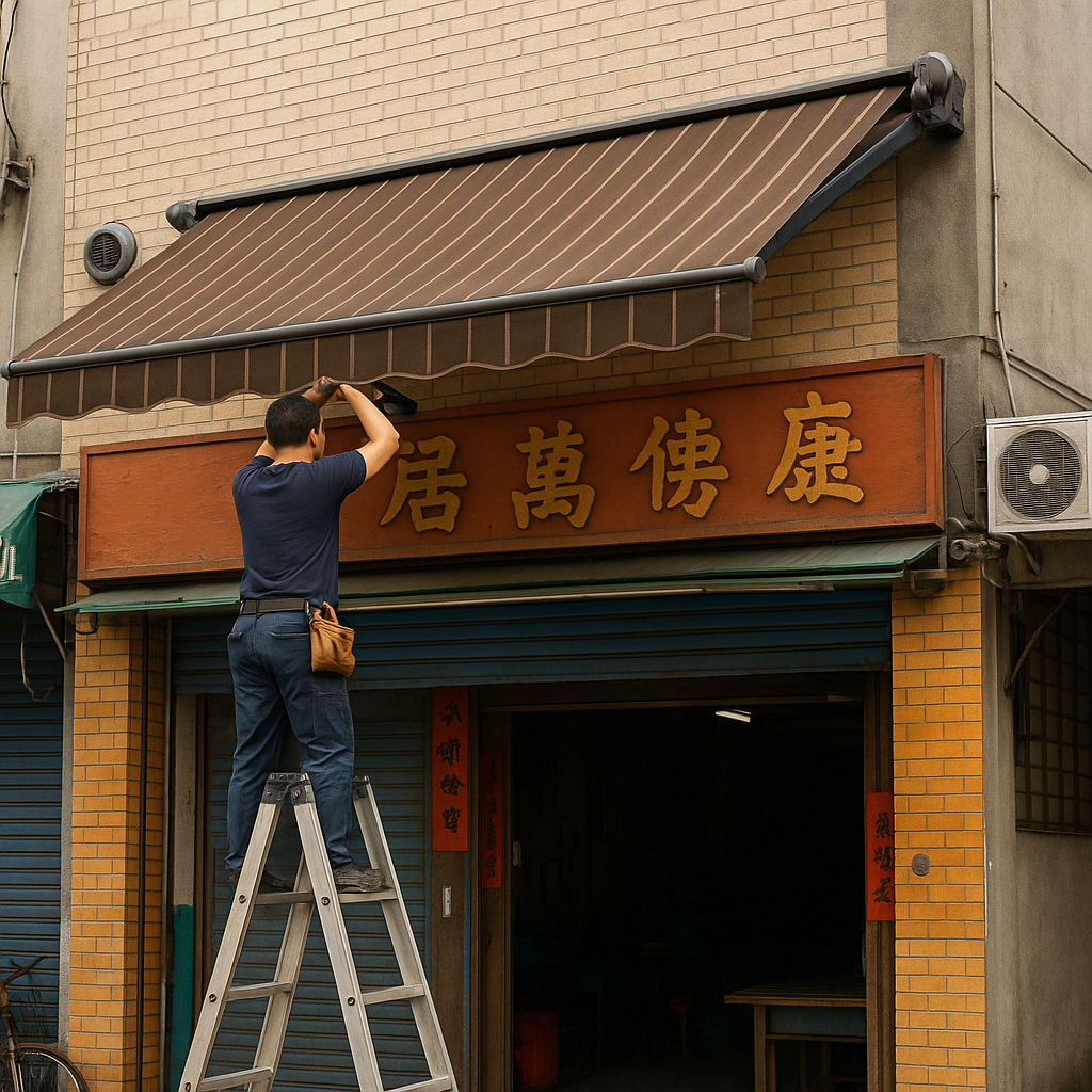 伸縮戶外遮雨棚丨天龍帆